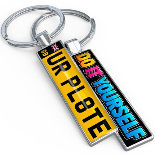 SONZE Personalised 3D Number Plate Keyring with Name, Text, Logo & Photo - Customised Car License Plate Keyrings For Men & Women - Create the Perfect Personalised Keyrings