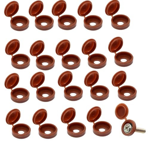 200Pcs Screw Cover Caps, Plastic Hinged Screw Cover Caps, Screw Caps for M2 M3 M4 M5 M6 Screws Protection and decoration, Brown