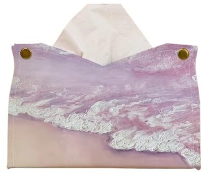 GLigeT Taschentuchhalter Leichter Luxus-Stil Taschentuchbox-Abdeckung, buntes Ölgemälde, PU-Leder, Taschentuchhalter, Büro-Taschentuch-Abdeckung, Serviettenspender-Halter Kosmetiktücherbox(Pink)