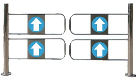Barrière automatique à double battant en acier inoxydable pour accès au magasin, portail de sécurité manuel avec mécanisme de fermeture automatique et facile à utiliser
