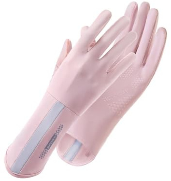 Guanti da donna sottili in seta di ghiaccio con protezione UV, touchscreen, antiscivolo, per golf, guida, pesca (rosa)