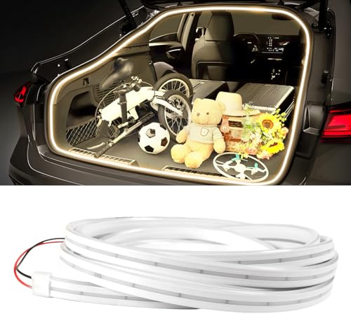 KaiDengZhe Tira de Luz para Maletero de Coche, Tira de Luz LED de Corte Flexible para Maletero Impermeable Universal Tira de Luces LED para Interior de Coche, SUV, Camión (Blanco Cálido, 2 m/79 in)