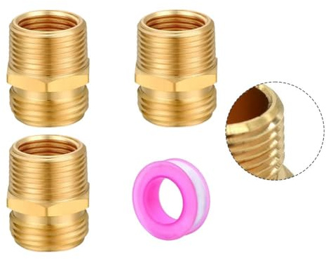Opatiny Raccordo idraulico in ottone per tubi da giardino, 3/4 GHT maschio a 1/2 NPT femmina con filettatura maschio 3/4 NPT