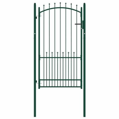 Genérico Puerta de Valla con Picos Acero Verde 100x175 cm,Bricolaje,Vallas de jardín,Puertas de jardín-146396