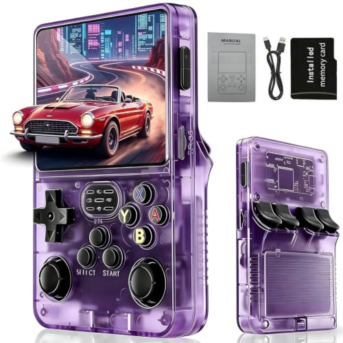 Handheld Retro Game Console, Support 21500+ Classic Video Games, Reliving the days of childhood, Portable Mini Gaming Console (lightpurple)