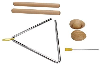 Alomejor Ensemble D'instruments de Percussion Triangle, Musicales en Bois avec œufs Shakers pour Apprentissage Préscolaire éducatif