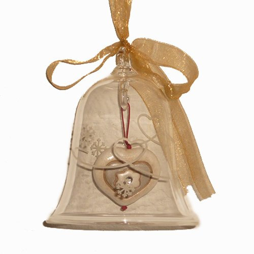 THUN Natale Ciondolo a Forma di Campana in Vetro a Forma di Cuore