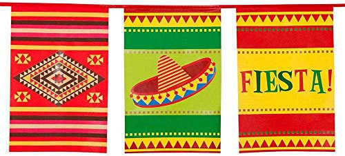 Boland 54401 - Wimpelkette Fiesta, Länge 10 m, Mexiko, Hängedekoration, Girlande, Geburtstag, Partydekoration, Partygeschirr, Mottoparty, Karneval