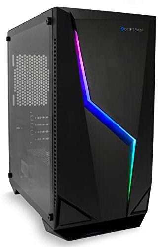 DeepGaming M235 - Caja PC Micro-ATX e ITX con 2 x USB3.0, Panel Lateral de Cristal Templado, Soporta hasta 7 Ventiladores, Gráficas hasta 300mm, RGB. Caja PC Gaming Color Negro