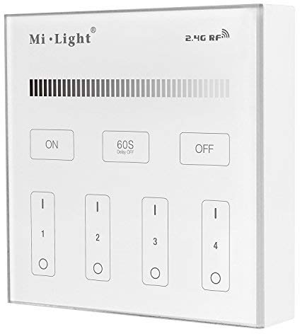LIGHTEU®, Milight Miboxer AC180-240V 2.4G RF Panel táctil remoto montado en la pared, para controladores y bombillas LED blancas duales Milight, T1