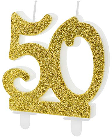 Geburtstagskerze Zahl 50 in Gold Höhe 7,5cm Kuchenkerze