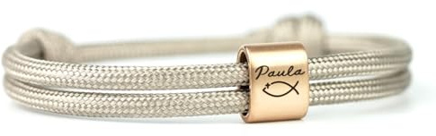 Personalisiertes KOMIMAR Surfer Armband mit christlichem Symbol Ichthys und persönlicher Namensgravur Ostern Geschenk zur Konfirmation Kommunion Firmung Taufe Weihe Edelstahl Jungs Mädchen