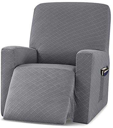 VanderHOME Sesselschoner Stretchhusse für Relaxsessel ,1-Stück Jacquard Husse Sessel-Überwürfe Sesselschoner Stretchhusse für Relaxsessel Komplett für Liege Sessel Recliner Sessel grau
