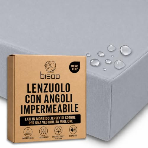 Bisoo Zauberlaken Spannbettlaken Wasserdicht 55x90 Grau für Beistellbett | Laken und Matratzenschoner in einem Stück, Ersparnis, Wasserdicht, Atmungsaktiv, Geräuschlos, Baumwoll-Jersey Oeko-Tex