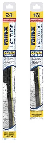 Rain-X Latitude 810196 Lot de 2 balais d'essuie-glace hydrofuges 2 en 1, 61 cm et 40,6 cm, balais d'essuie-glace de rechange pour voiture avec formule hydrofuge Rain-X brevetée