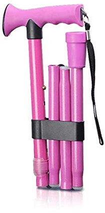 DBOATB Faltbarer Gehstock Mobilitätsstöcke mit Holzgriff, Gummizwingenbasis, 5 einstellbare Höhenstufen für Männer Frauen Arthritis Senioren Behinderte (Rosa 31cm)
