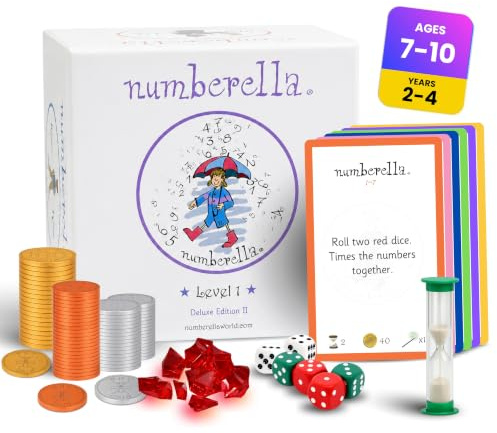 Numberella Deluxe Maths Board Game Level 1 | Ages 6-8 | Times Tables, KS1-2