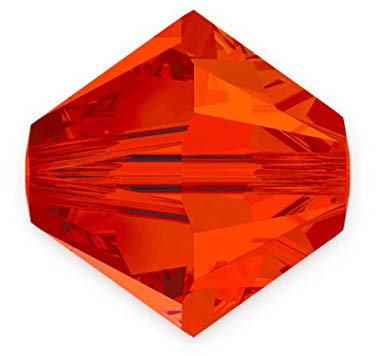 Preciosa Pre-B617 facettierte Doppelkegel-Kristalle, lose Perlen, Hyazinthe, Orange / Rot, kompatibel mit Swarovski-Elements-Kristallen für Schmuckherstellung, 100 Stück