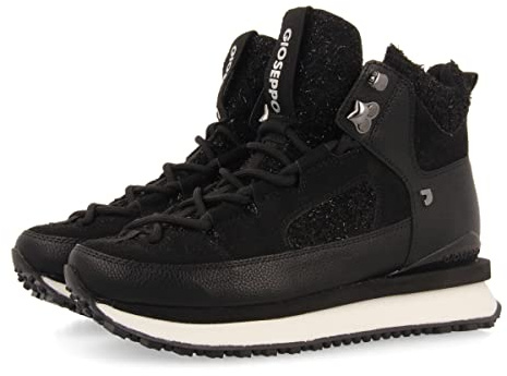Sneakers Estilo botín de montaña Negras con Detalles Brillo para Mujer reuler