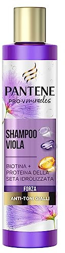 Pantene Pro-V Miracles Forza, Shampoo Antigiallo, Con Biotina E Proteine Della Seta Idrolizzate, Per Capelli Biondi, Trattati O Con Colpi Di Sole, Aiuta A Ripristinare La Forza In 1 Lavaggio, 225ml