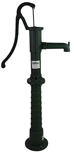 Schwengelpumpe + Pumpenständer Klassisches Design Gusseisen Handpumpe Gartenpumpe Ständer Grün