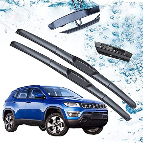 Tergicristalli per Jeep per Compass 2017 2018 2019 2020 MK2 2nd Gen Accessori Anteriore Parabrezza Tergicristallo Lama Spazzola per Auto Cutter U Tipo J Gancio