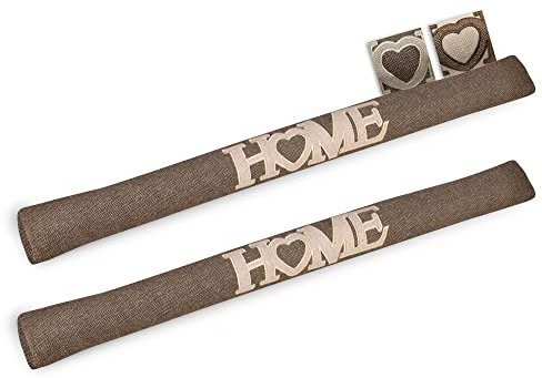 Beautissu 2er Set Zugluftstopper 120 cm lang Tuuli HE - Windstopper als Türvorleger, Haustür Rolle und Kälteschutz Luftstopper - Luftzugstopper Home Zugluft Stopper in Braun