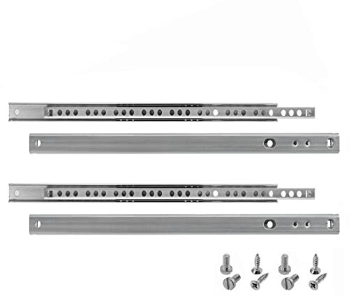 HELPMATE Lot de 2 paires de 4 rails de tiroir à rainure 27 mm Longueur 310 mm - Lot de 4 paires de glissières - Système de rail - En acier galvanisé argenté - Avec matériel de fixation