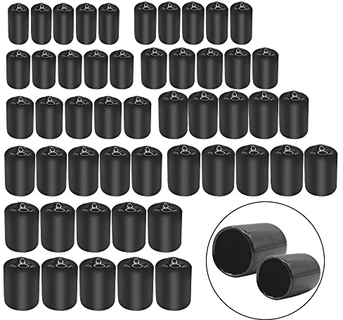 HLIWS Round Rubber End Caps-50 Pcs Black Rubber Covers,Screw Thread Protectors for protection of screws,tubes,cables,wires,etc(10 Sizes,internal diameter 12-21mm)