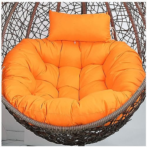 ZTGL Coussin Fauteuil Suspendu Ronde, Antidérapant Suspendu Hamac Chaise Coussins, Coussin de Chaise Suspendue Exterieur avec Appui-tête, Lavable Chaise Coussin,Orange,Diameter 105cm