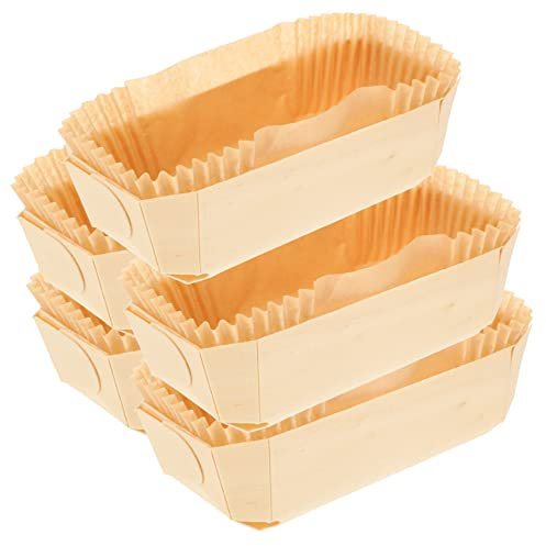 BESTonZON Molde Para Hornear Pan Rectangular Medio De Madera, Conjunto De 5 Unidades Resistentes Al Calor, Caja Práctica Para Horno, Adecuado Para Pan, Brownies y Pasteles, Uso Doméstico y Profesional