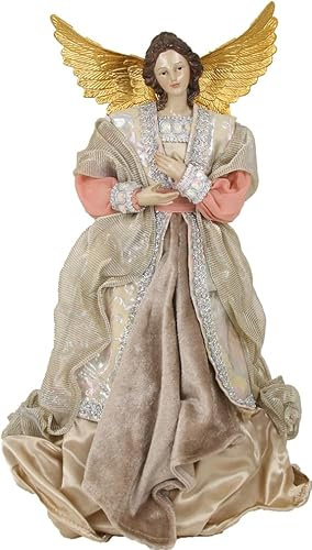 FADEDA Engel mit Stoffkleid, Rose/Höhe:28 cm/handbemalt/detailgetreue Krippen Figuren - Weihnachten Tisch Dekoration Krippe Zubehör