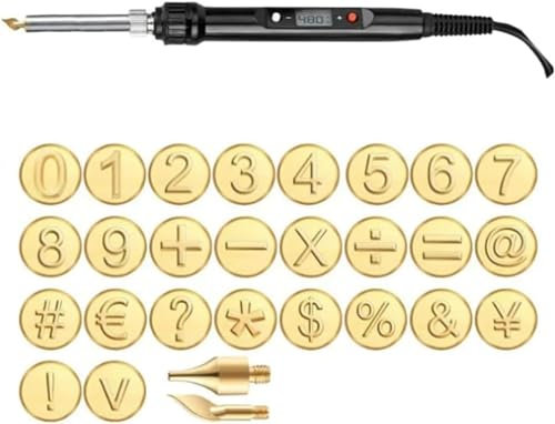 DIY Wood/Leather Burning Set,Letter Wood Burning Tip Kit,DIY Wood Burning/Carving Set,Wood Craft DIY Embossing Carving,Letter Soldering Iron Stencils Wood Burning Kit (28 Numbers with Soldering Iron)
