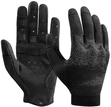 VXW Motorcycle Gloves for Men Full Finger Touchscreen Motorbike Gloves High Protection Cycling Gear for BMX ATV Road Racing (Black, Large)