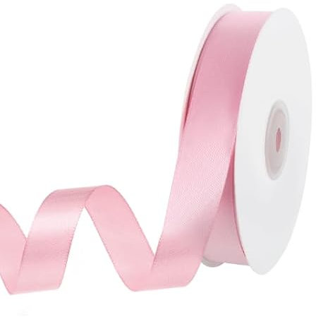 woric 50m Schleifenband Rosa, 20mm Satinband Geschenkband Dekoband Rosa Band für Geschenkverpackung Basteln Deko Kommunion Hochzeit Geburtstag Taufe