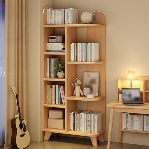 LYXWGRZD Vitrine, offenes Design Vitrine, Eckvitrine, Kleiner Platzbedarf, geeignet for den Einsatz in den Lücken im Haus (Color : Wood Color)