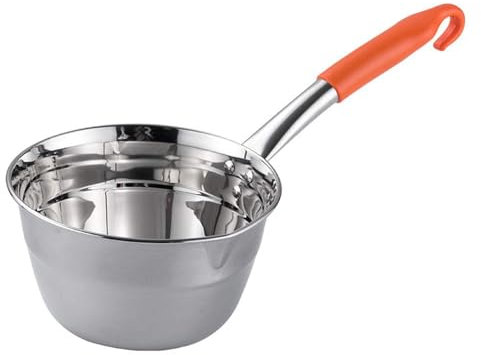 ASIAD Louche/louche Louche en Acier Inoxydable avec Crochet Louche Longue Louche de qualité Commerciale Louche Ovale,Orange,1L