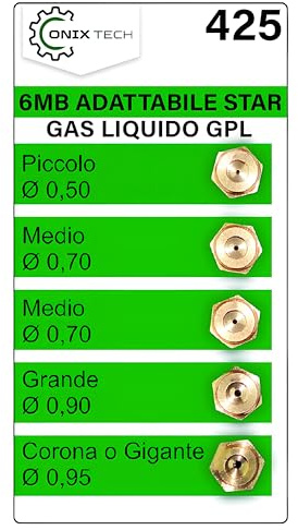 Lot de 5 Pièces Injecteur Buses à Gaz 6MB GPL pour Plaque de Cuisson Gaz et Four à Gaz pour Star - ONIX TECH