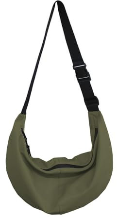 FairyCity Halbmond Crossbody Schultertasche für Damen,Tragbare Casual Hobo Halfmoon Bag Umhängetasche Groß mit verstellbarer Schultergur Military Green