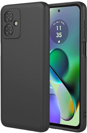 BORYA Silicona Funda para Motorola Moto G14 4G, Sedoso Suave Ultradelgado Antigolpes Carcasa, Premium TPU Elegante Sencillo Estuche, Anti-Rasguños Forro Microfibra Caso, Negro