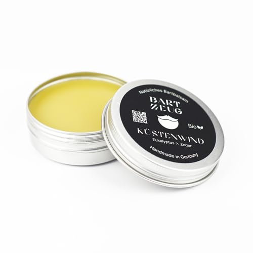 BARTZEUG Bartbalsam Küstenwind - Eukalyptus x Zeder・100% natürliches Bartbalm・Hält deinen Bart in Form ・Bartpflege für den Mann・50ml・Made in Germany