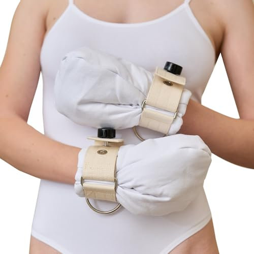 KlinikBondage BDSM Fäustlinge Bestrafung Bondage-Set BDSM Fessel-Set I Hogtied Fesseln Fixierung sehr stabil - Premium Sexspielzeug I weiß I handgefertigt aus Baumwolle (XS-M)