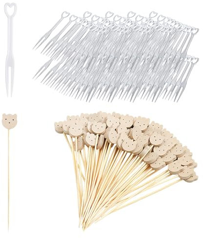 100 Piezas De Brochetas De Oso, 100 Piezas De Tenedores Transparentes, Brochetas De Frutas Reutilizables, Brochetas De Postre, Brochetas De Decoración De Cócteles