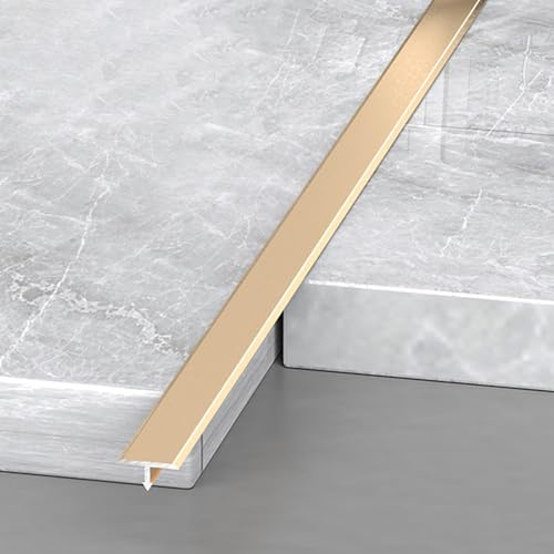ZAQYCM tapajuntas Suelo Moldura En T Dorada para Transición De Piso, Divisor De Piso De Aluminio De Madera A Baldosa, Divisor De Baldosa En Áreas De Alto Tráfico(W 2/5 in/10mm,60 in/152.4cm)