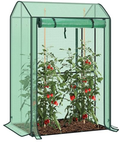 WOLTU Serra da Giardino con Porte Avvolgibili, Serra da Balcone, Telo in Rete PE 140 g/m², per Piante Idrorepellente a Fori Rotondi per Piantare Pomodori Rampicanti e Altro, Verde
