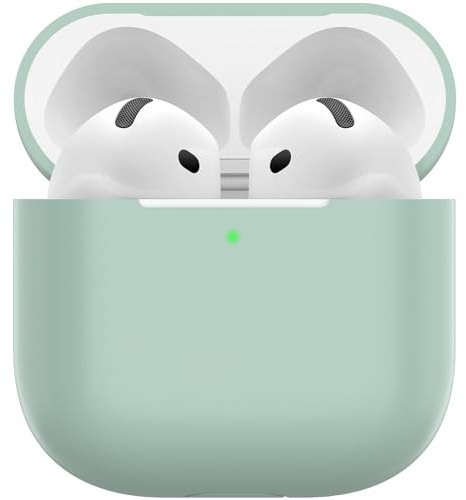 Nemteur Hülle für AirPods 4, Thin Schützende Silikon Case für AirPods 4th 2024 (USB-C) Skin Front LED Sichtbar Silicone Cover, Cloud Grey