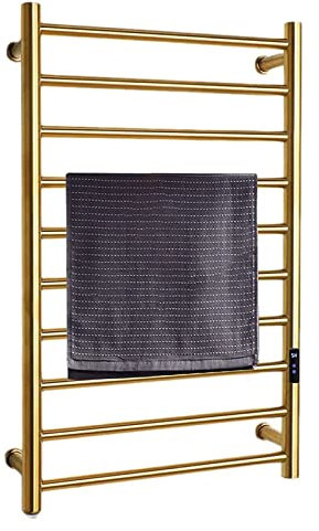 WUBYING Scaldasalviette Elettrico, scaldasalviette a Parete in Acciaio Inox Color Oro Rosa, 88 W, scaldasalviette Intelligente a Temperatura costante, 10 Piani, per Bagno