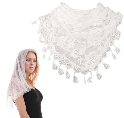 TUKEVA Mantilla Spets Sjal för Dam - Vacker Slöja med Blommönster, Mjuk och Bekväm för Hårsmycken, Bröllop, Fest