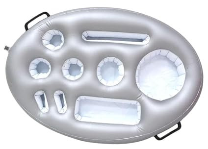 LOVIVER Inflatable Floating Drink Holder Pool Drink Holder Accessories Large Capacity Inflatable Floating Cooler for Hot Tub Serving, argent