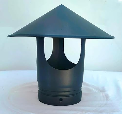 5 inch Black Rain Cap Cowl for Single Wall Flue Pipe, Matt Black, 125mm Chimney Cover